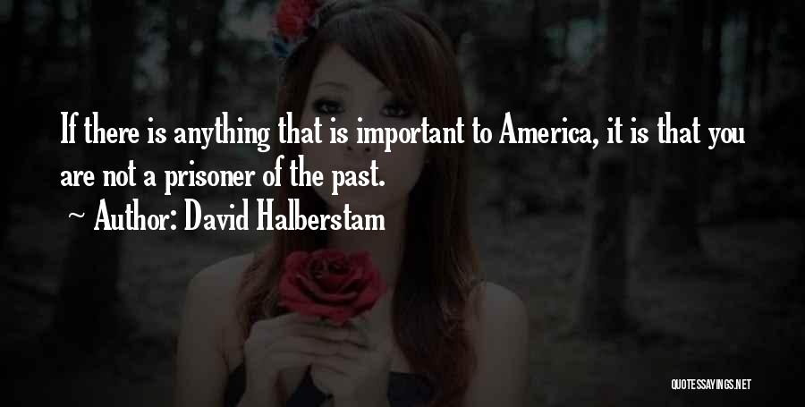 David Halberstam Quotes: If There Is Anything That Is Important To America, It Is That You Are Not A Prisoner Of The Past.