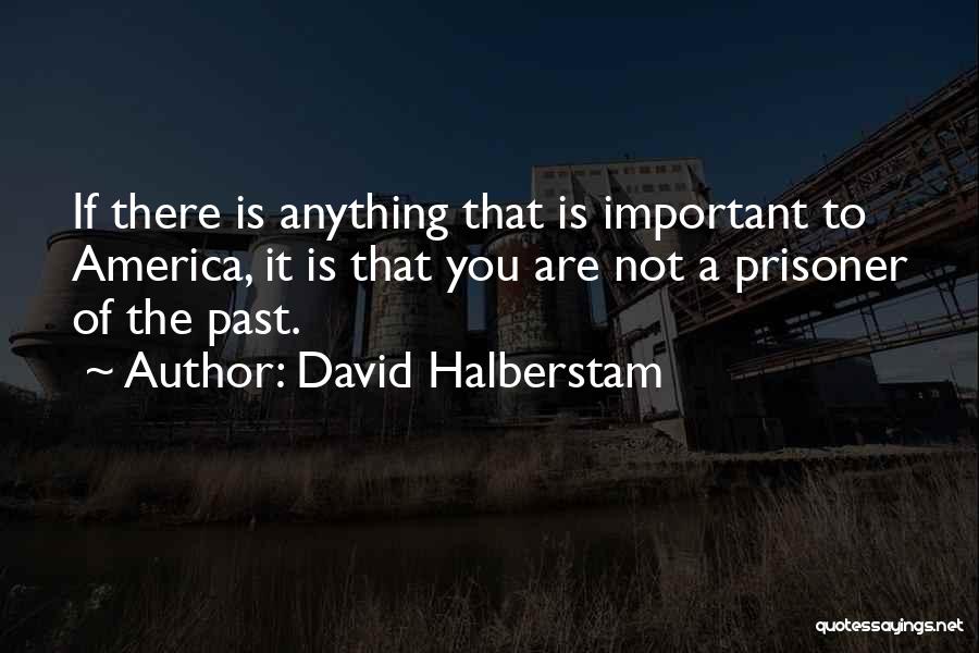 David Halberstam Quotes: If There Is Anything That Is Important To America, It Is That You Are Not A Prisoner Of The Past.