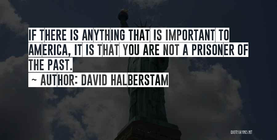 David Halberstam Quotes: If There Is Anything That Is Important To America, It Is That You Are Not A Prisoner Of The Past.