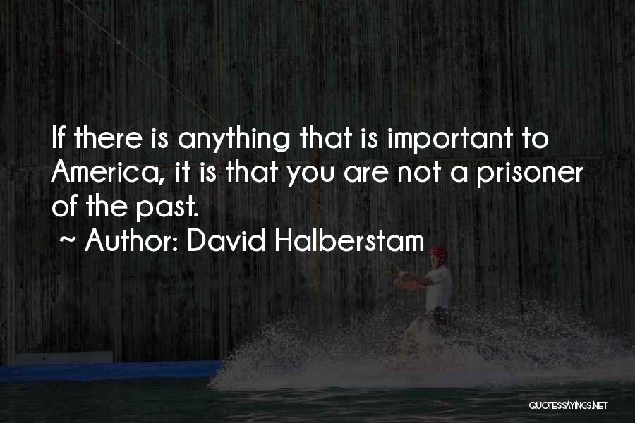 David Halberstam Quotes: If There Is Anything That Is Important To America, It Is That You Are Not A Prisoner Of The Past.