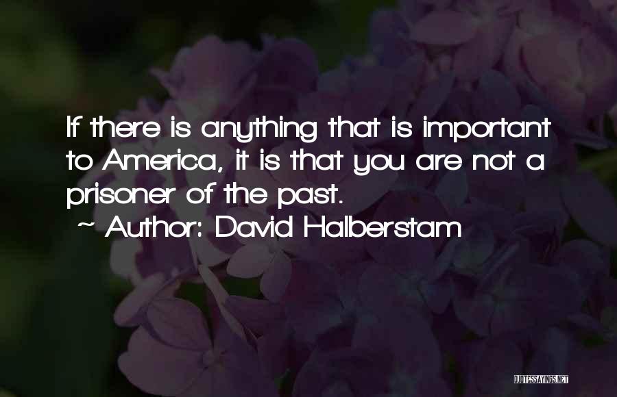 David Halberstam Quotes: If There Is Anything That Is Important To America, It Is That You Are Not A Prisoner Of The Past.