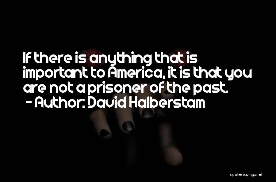 David Halberstam Quotes: If There Is Anything That Is Important To America, It Is That You Are Not A Prisoner Of The Past.