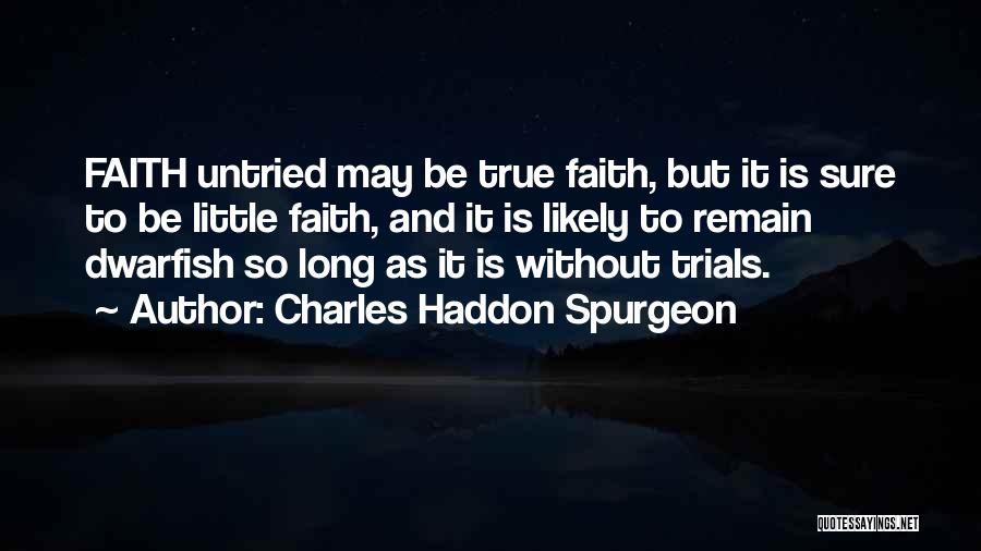 Charles Haddon Spurgeon Quotes: Faith Untried May Be True Faith, But It Is Sure To Be Little Faith, And It Is Likely To Remain