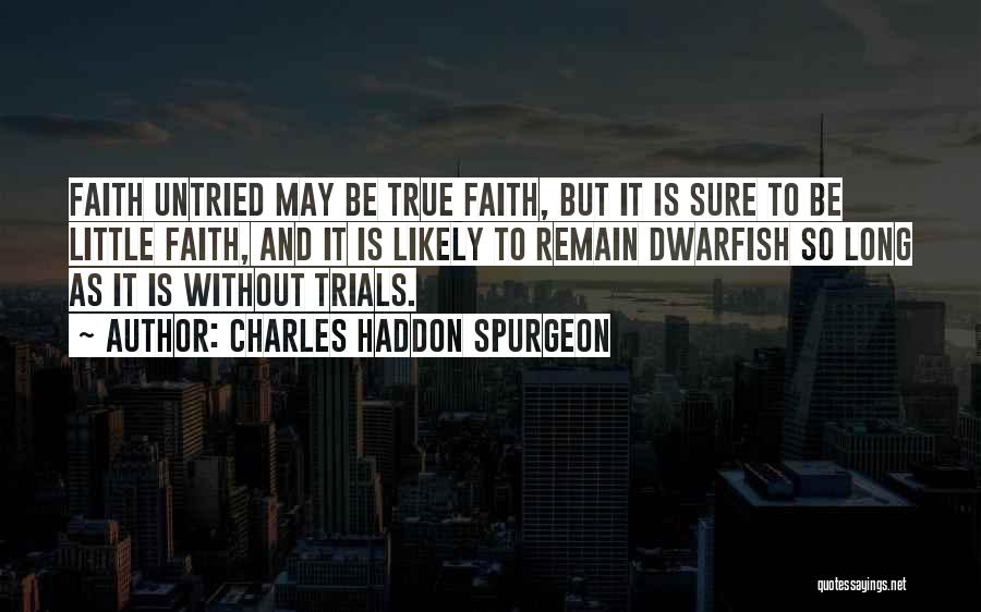 Charles Haddon Spurgeon Quotes: Faith Untried May Be True Faith, But It Is Sure To Be Little Faith, And It Is Likely To Remain