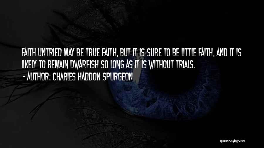 Charles Haddon Spurgeon Quotes: Faith Untried May Be True Faith, But It Is Sure To Be Little Faith, And It Is Likely To Remain