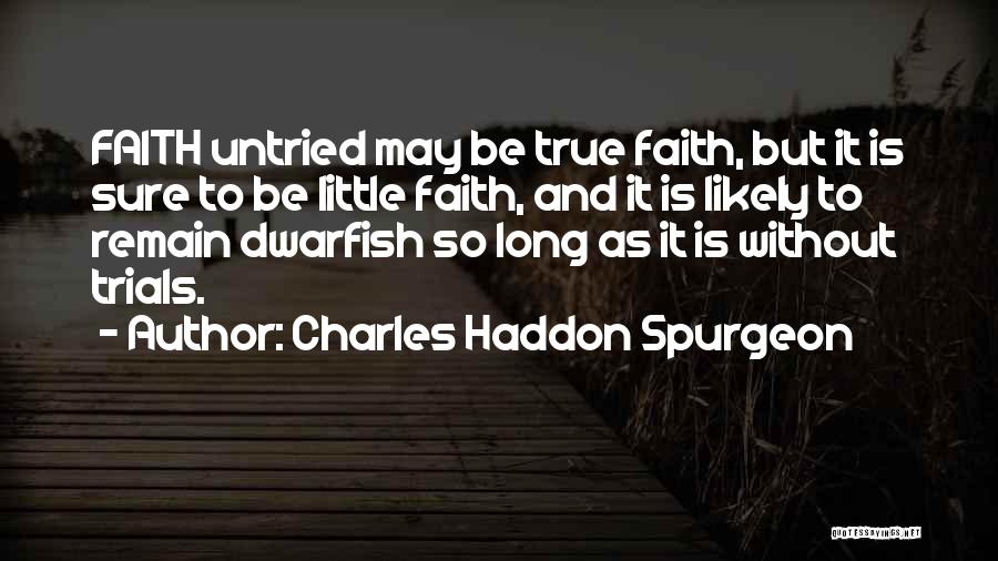 Charles Haddon Spurgeon Quotes: Faith Untried May Be True Faith, But It Is Sure To Be Little Faith, And It Is Likely To Remain
