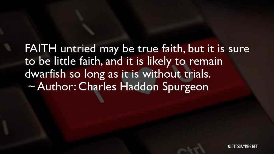 Charles Haddon Spurgeon Quotes: Faith Untried May Be True Faith, But It Is Sure To Be Little Faith, And It Is Likely To Remain