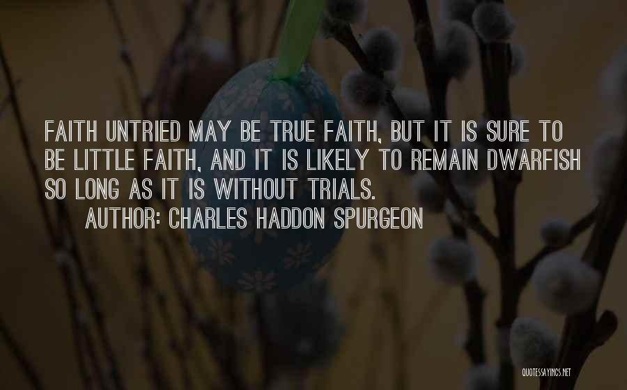 Charles Haddon Spurgeon Quotes: Faith Untried May Be True Faith, But It Is Sure To Be Little Faith, And It Is Likely To Remain