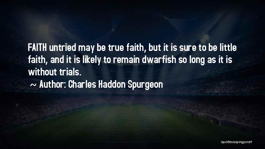 Charles Haddon Spurgeon Quotes: Faith Untried May Be True Faith, But It Is Sure To Be Little Faith, And It Is Likely To Remain