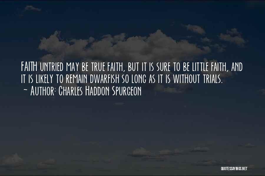 Charles Haddon Spurgeon Quotes: Faith Untried May Be True Faith, But It Is Sure To Be Little Faith, And It Is Likely To Remain