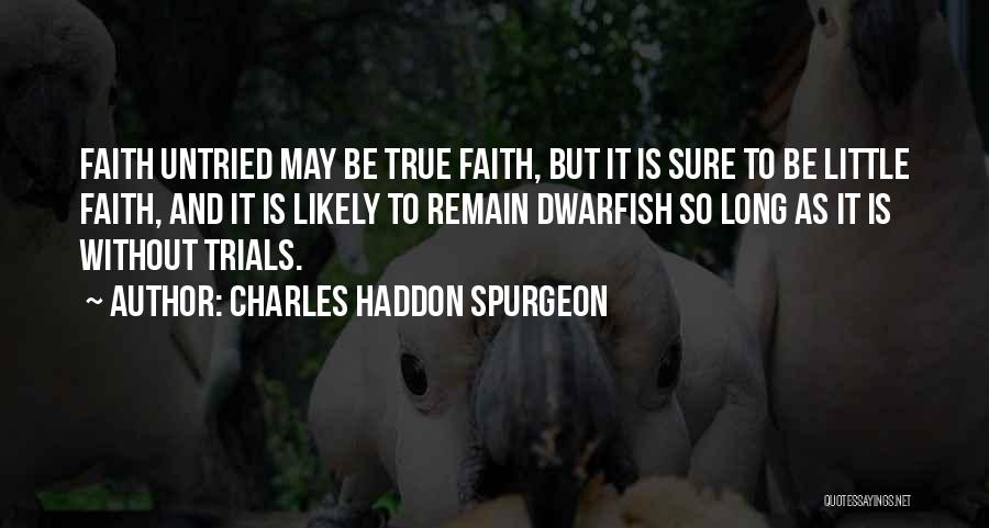 Charles Haddon Spurgeon Quotes: Faith Untried May Be True Faith, But It Is Sure To Be Little Faith, And It Is Likely To Remain
