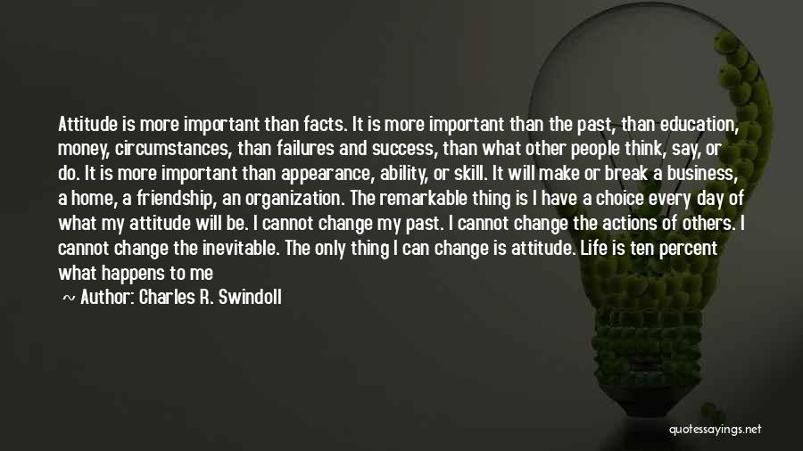 Charles R. Swindoll Quotes: Attitude Is More Important Than Facts. It Is More Important Than The Past, Than Education, Money, Circumstances, Than Failures And