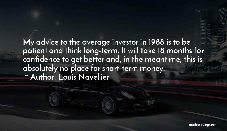 Louis Navellier Quotes: My Advice To The Average Investor In 1988 Is To Be Patient And Think Long-term. It Will Take 18 Months