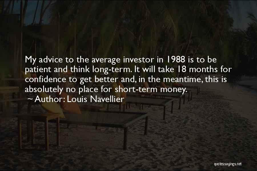 Louis Navellier Quotes: My Advice To The Average Investor In 1988 Is To Be Patient And Think Long-term. It Will Take 18 Months