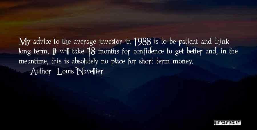 Louis Navellier Quotes: My Advice To The Average Investor In 1988 Is To Be Patient And Think Long-term. It Will Take 18 Months