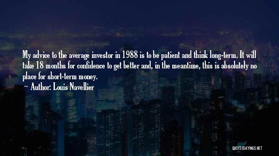 Louis Navellier Quotes: My Advice To The Average Investor In 1988 Is To Be Patient And Think Long-term. It Will Take 18 Months