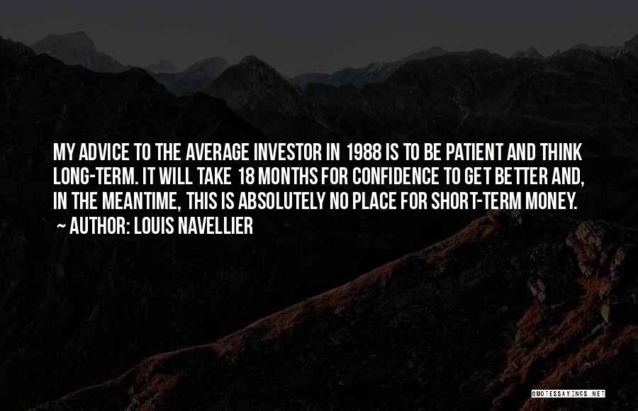 Louis Navellier Quotes: My Advice To The Average Investor In 1988 Is To Be Patient And Think Long-term. It Will Take 18 Months