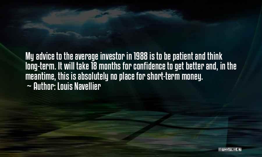 Louis Navellier Quotes: My Advice To The Average Investor In 1988 Is To Be Patient And Think Long-term. It Will Take 18 Months
