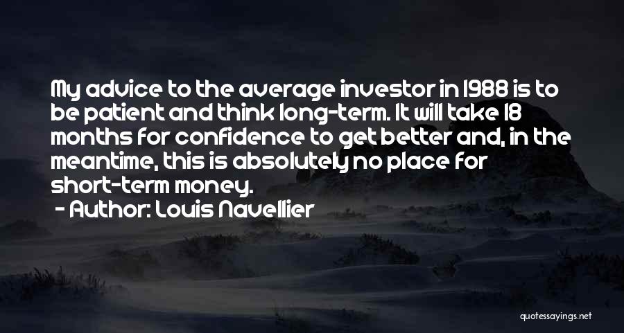 Louis Navellier Quotes: My Advice To The Average Investor In 1988 Is To Be Patient And Think Long-term. It Will Take 18 Months