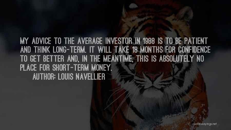 Louis Navellier Quotes: My Advice To The Average Investor In 1988 Is To Be Patient And Think Long-term. It Will Take 18 Months