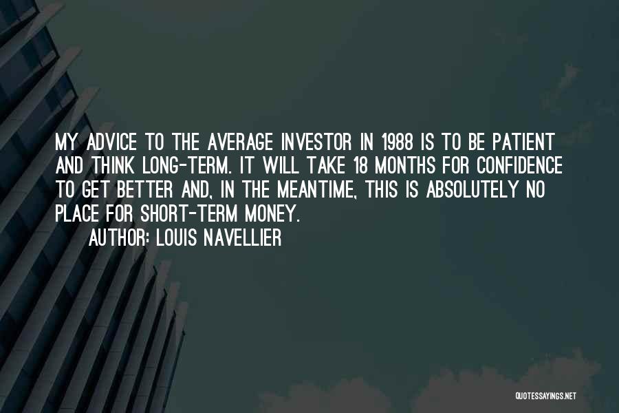 Louis Navellier Quotes: My Advice To The Average Investor In 1988 Is To Be Patient And Think Long-term. It Will Take 18 Months