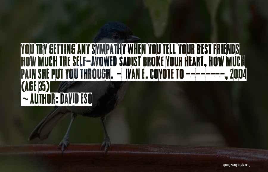 David Eso Quotes: You Try Getting Any Sympathy When You Tell Your Best Friends How Much The Self-avowed Sadist Broke Your Heart, How