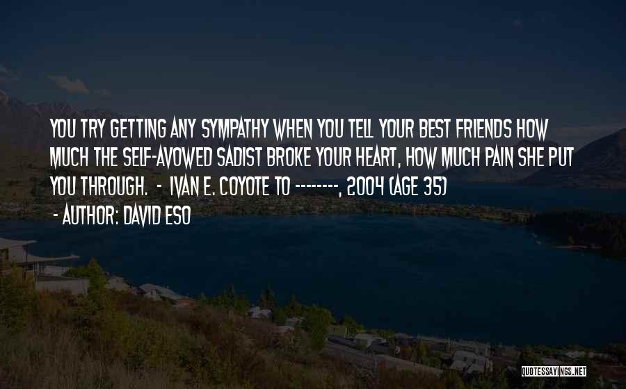 David Eso Quotes: You Try Getting Any Sympathy When You Tell Your Best Friends How Much The Self-avowed Sadist Broke Your Heart, How