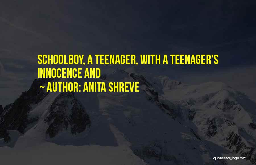 Anita Shreve Quotes: Schoolboy, A Teenager, With A Teenager's Innocence And