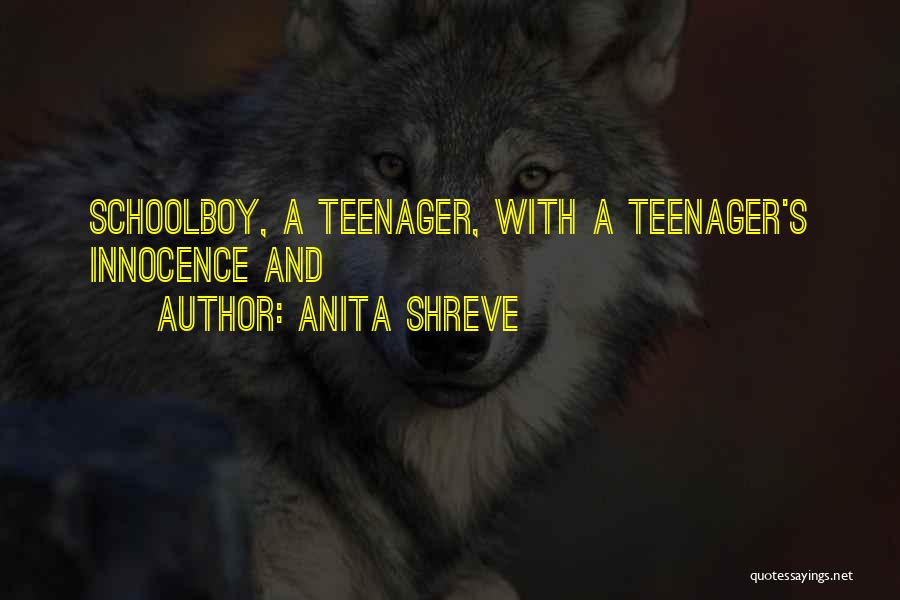 Anita Shreve Quotes: Schoolboy, A Teenager, With A Teenager's Innocence And
