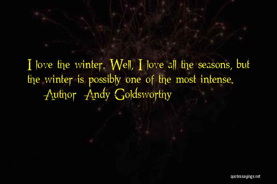 Andy Goldsworthy Quotes: I Love The Winter. Well, I Love All The Seasons, But The Winter Is Possibly One Of The Most Intense.