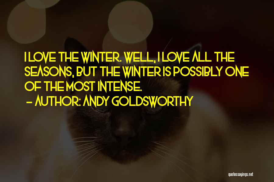 Andy Goldsworthy Quotes: I Love The Winter. Well, I Love All The Seasons, But The Winter Is Possibly One Of The Most Intense.