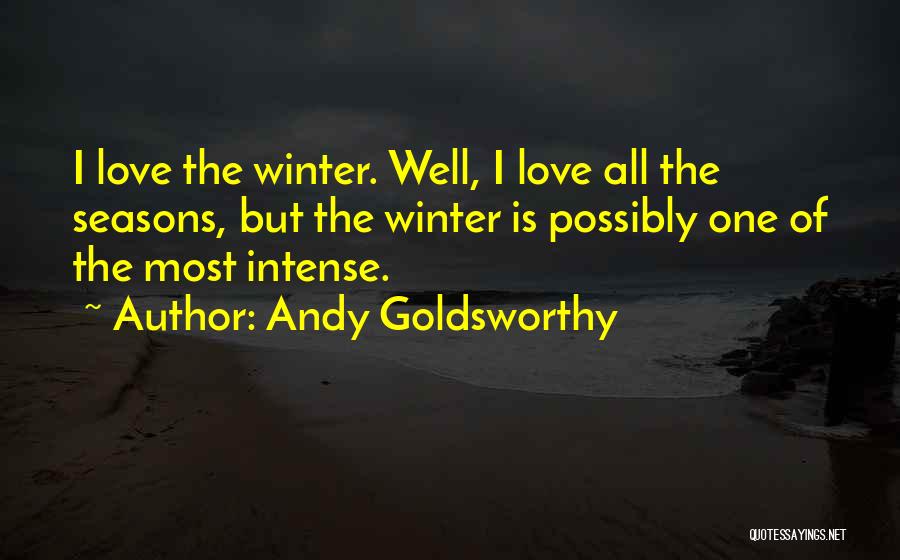 Andy Goldsworthy Quotes: I Love The Winter. Well, I Love All The Seasons, But The Winter Is Possibly One Of The Most Intense.