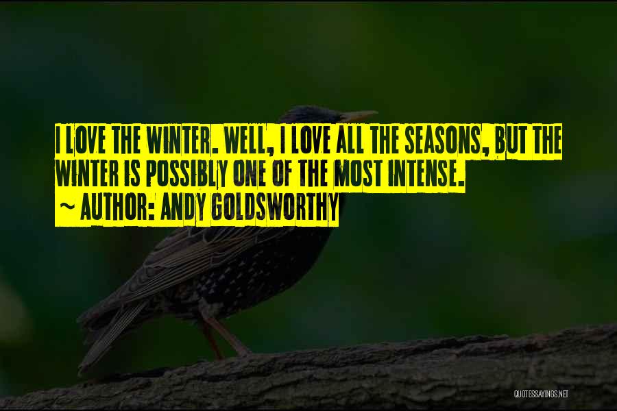 Andy Goldsworthy Quotes: I Love The Winter. Well, I Love All The Seasons, But The Winter Is Possibly One Of The Most Intense.