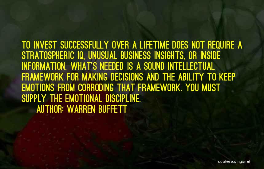 Warren Buffett Quotes: To Invest Successfully Over A Lifetime Does Not Require A Stratospheric Iq, Unusual Business Insights, Or Inside Information. What's Needed