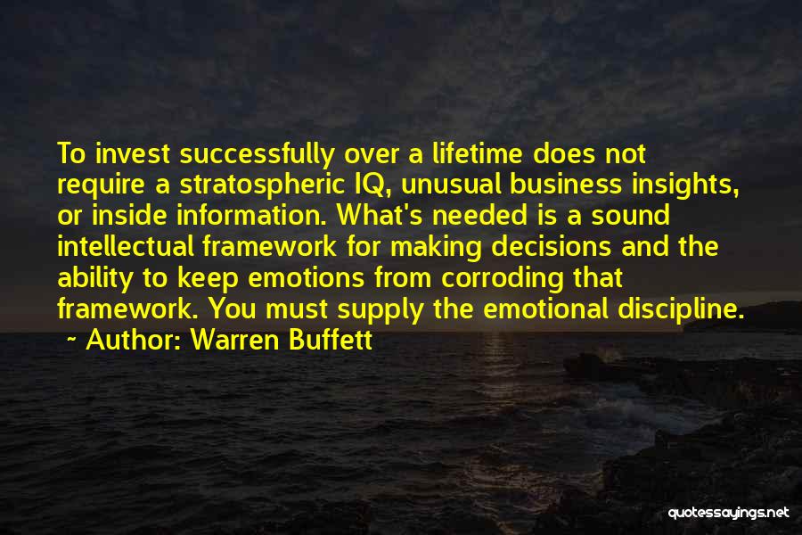 Warren Buffett Quotes: To Invest Successfully Over A Lifetime Does Not Require A Stratospheric Iq, Unusual Business Insights, Or Inside Information. What's Needed