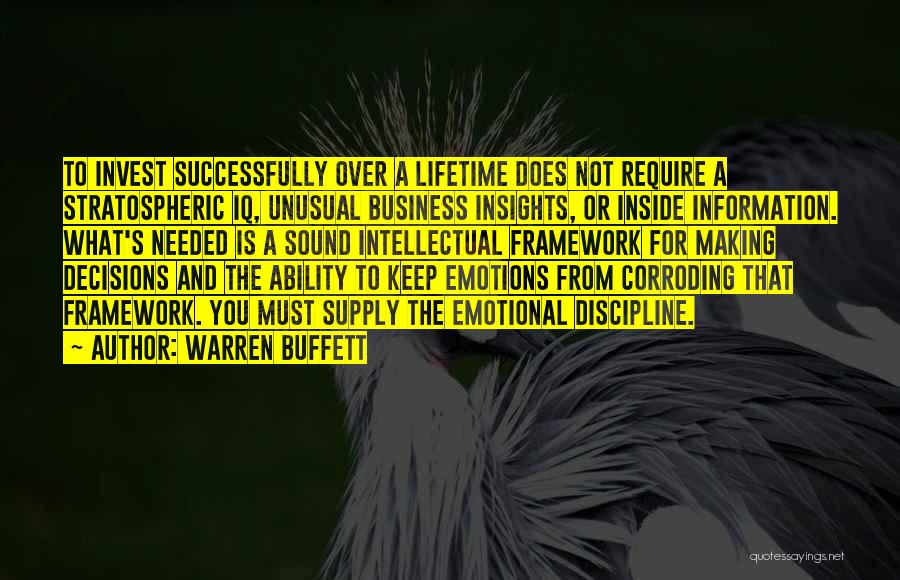 Warren Buffett Quotes: To Invest Successfully Over A Lifetime Does Not Require A Stratospheric Iq, Unusual Business Insights, Or Inside Information. What's Needed