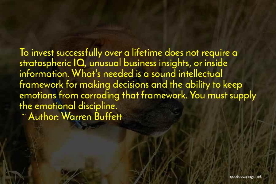 Warren Buffett Quotes: To Invest Successfully Over A Lifetime Does Not Require A Stratospheric Iq, Unusual Business Insights, Or Inside Information. What's Needed