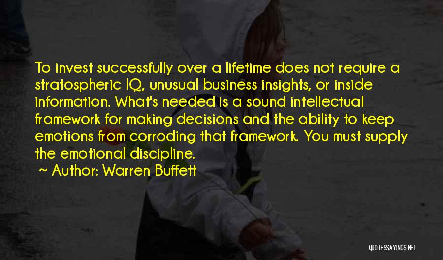 Warren Buffett Quotes: To Invest Successfully Over A Lifetime Does Not Require A Stratospheric Iq, Unusual Business Insights, Or Inside Information. What's Needed