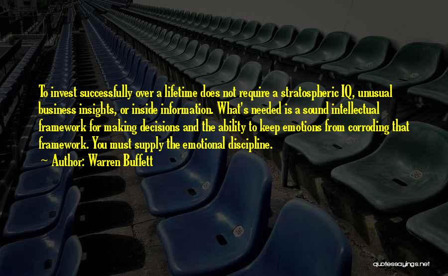 Warren Buffett Quotes: To Invest Successfully Over A Lifetime Does Not Require A Stratospheric Iq, Unusual Business Insights, Or Inside Information. What's Needed