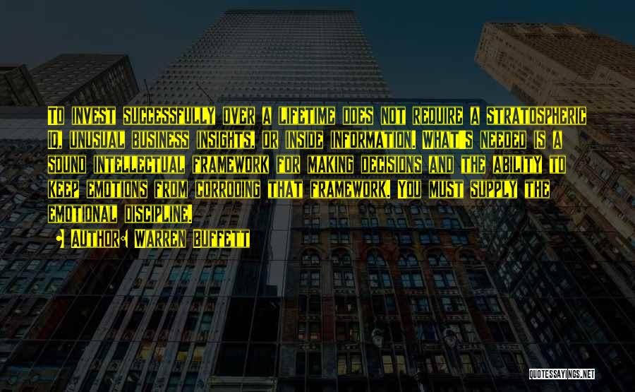 Warren Buffett Quotes: To Invest Successfully Over A Lifetime Does Not Require A Stratospheric Iq, Unusual Business Insights, Or Inside Information. What's Needed