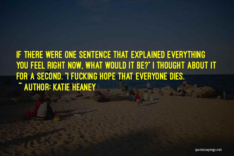 Katie Heaney Quotes: If There Were One Sentence That Explained Everything You Feel Right Now, What Would It Be? I Thought About It