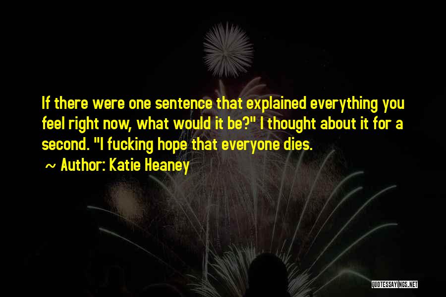 Katie Heaney Quotes: If There Were One Sentence That Explained Everything You Feel Right Now, What Would It Be? I Thought About It