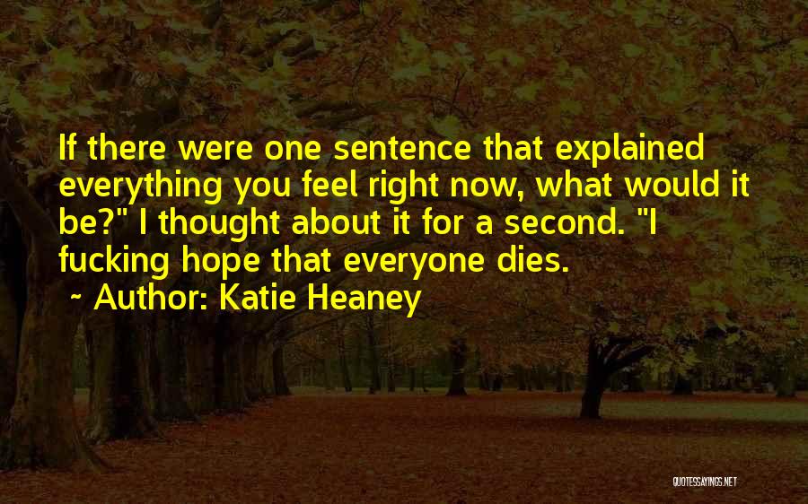 Katie Heaney Quotes: If There Were One Sentence That Explained Everything You Feel Right Now, What Would It Be? I Thought About It