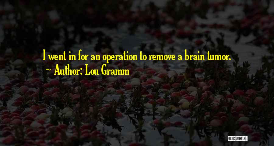 Lou Gramm Quotes: I Went In For An Operation To Remove A Brain Tumor.