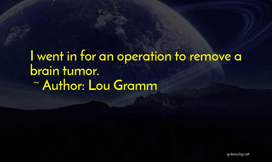 Lou Gramm Quotes: I Went In For An Operation To Remove A Brain Tumor.