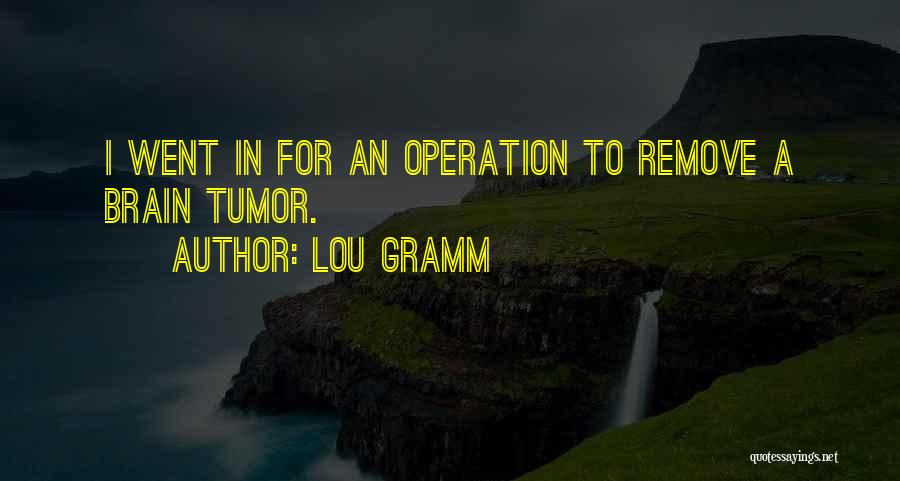 Lou Gramm Quotes: I Went In For An Operation To Remove A Brain Tumor.