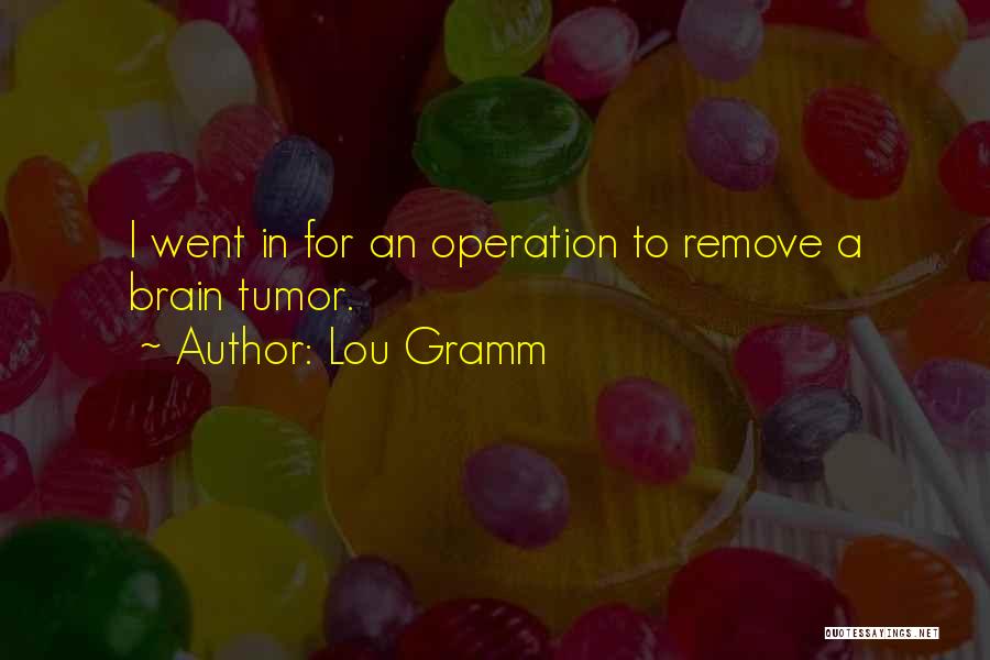 Lou Gramm Quotes: I Went In For An Operation To Remove A Brain Tumor.