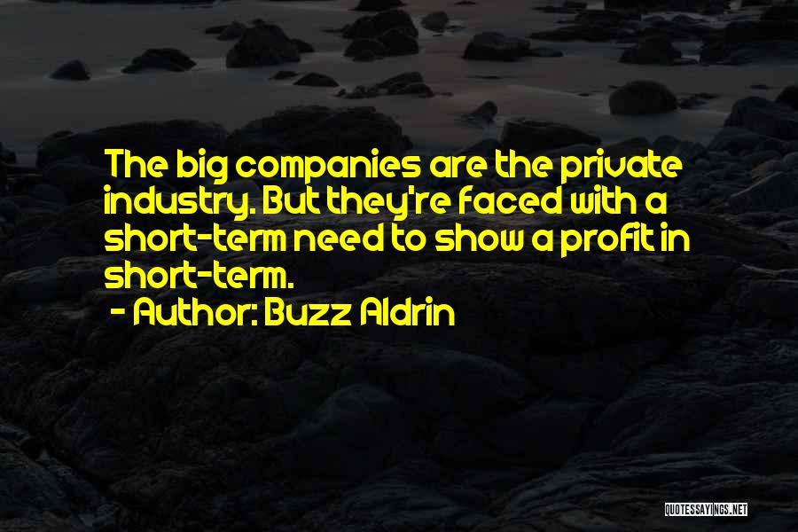 Buzz Aldrin Quotes: The Big Companies Are The Private Industry. But They're Faced With A Short-term Need To Show A Profit In Short-term.
