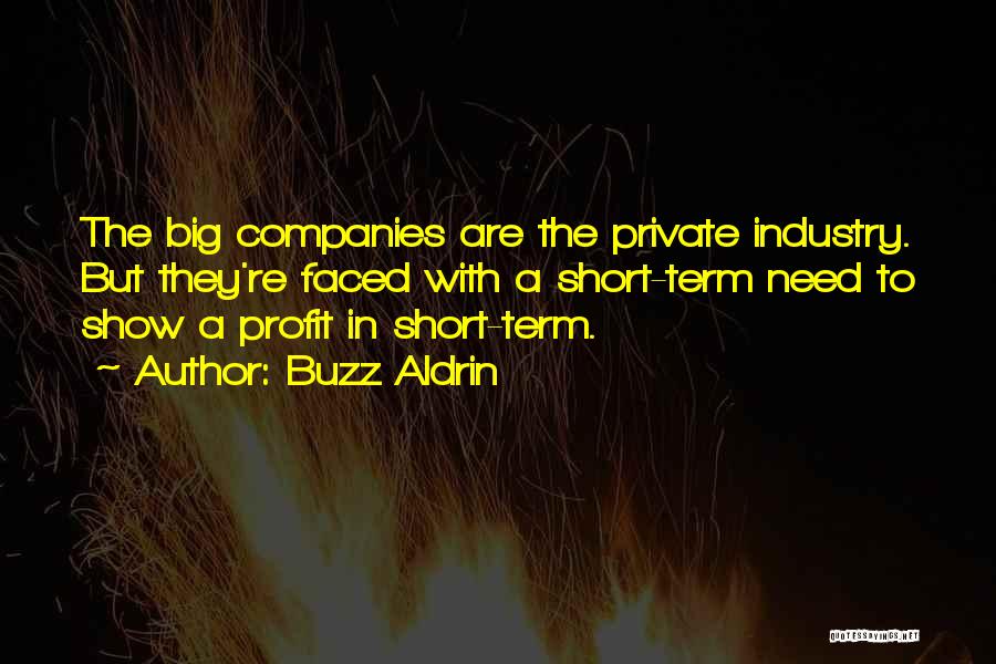 Buzz Aldrin Quotes: The Big Companies Are The Private Industry. But They're Faced With A Short-term Need To Show A Profit In Short-term.
