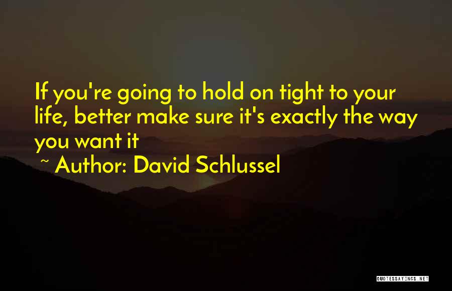 David Schlussel Quotes: If You're Going To Hold On Tight To Your Life, Better Make Sure It's Exactly The Way You Want It